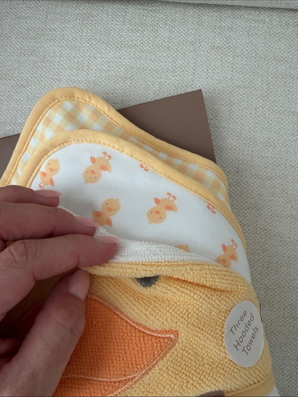 chick pea Yellow Duck Hooded Towel Set with White Washcloths - Picture 2 of 4